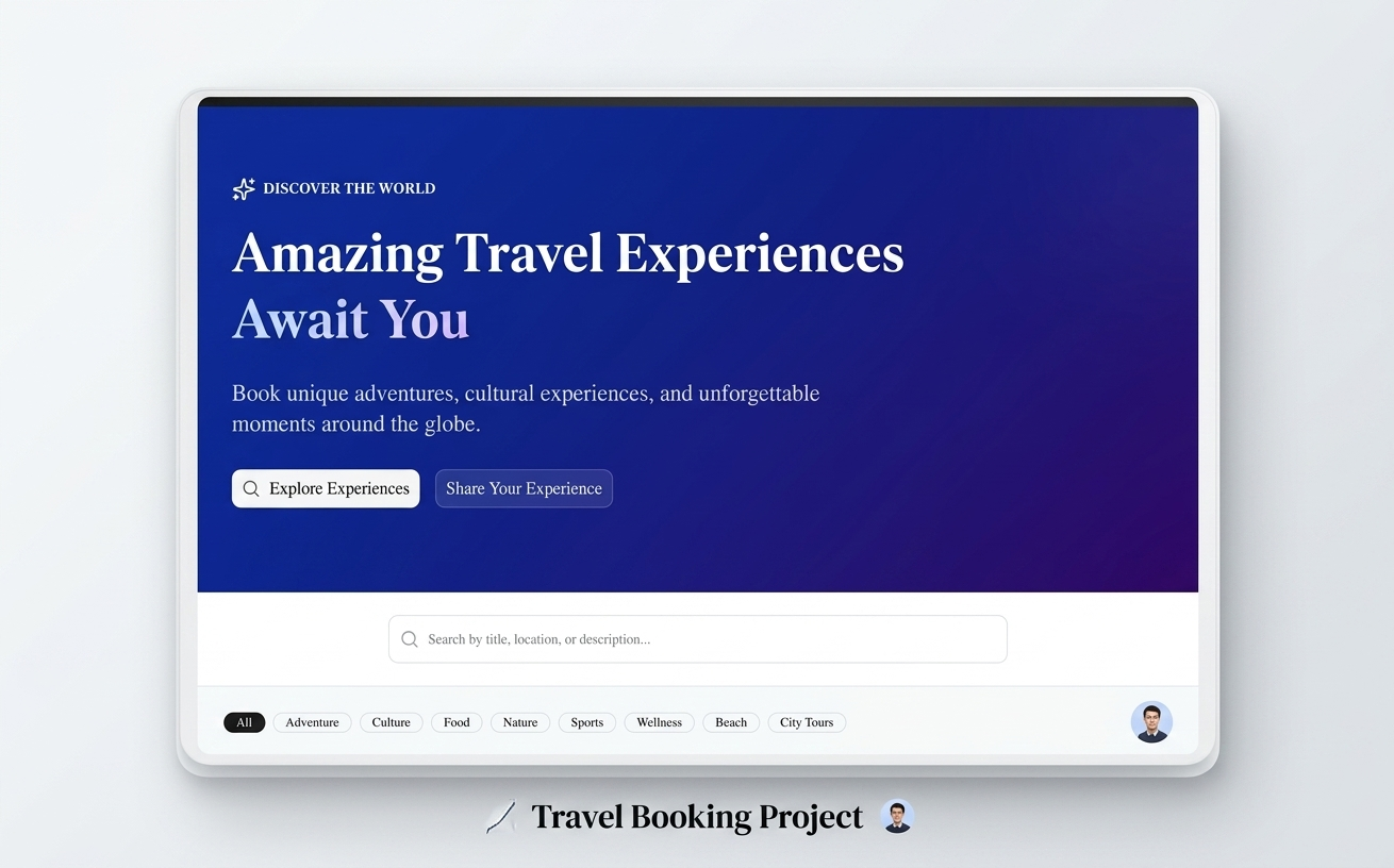 Screenshot preview of Travel Experience Listing Platform